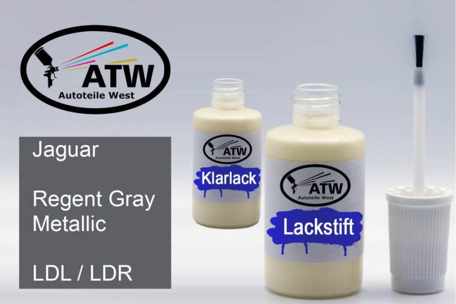 Jaguar, Regent Gray Metallic, LDL / LDR: 20ml Lackstift + 20ml Klarlack - Set, von ATW Autoteile West.